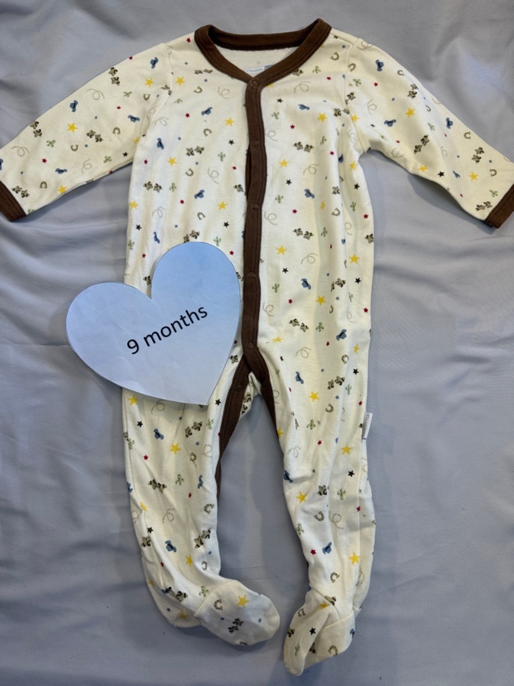 Vitamins Baby Cream Onesie/Sleeper with Brown Accents